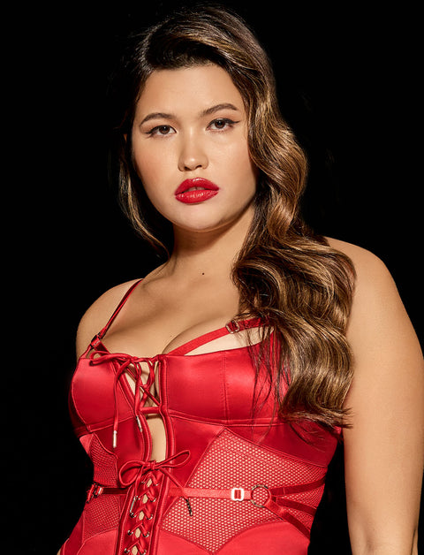 Ganieve Red Corset Lingerie Set