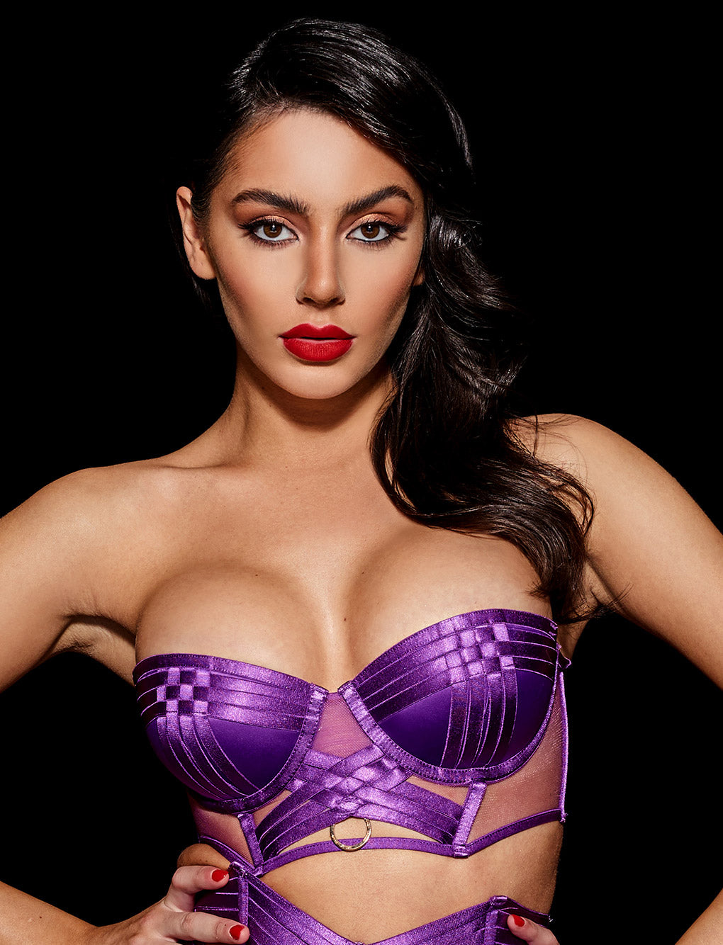 Tamara Purple 3 Piece Lingerie Set