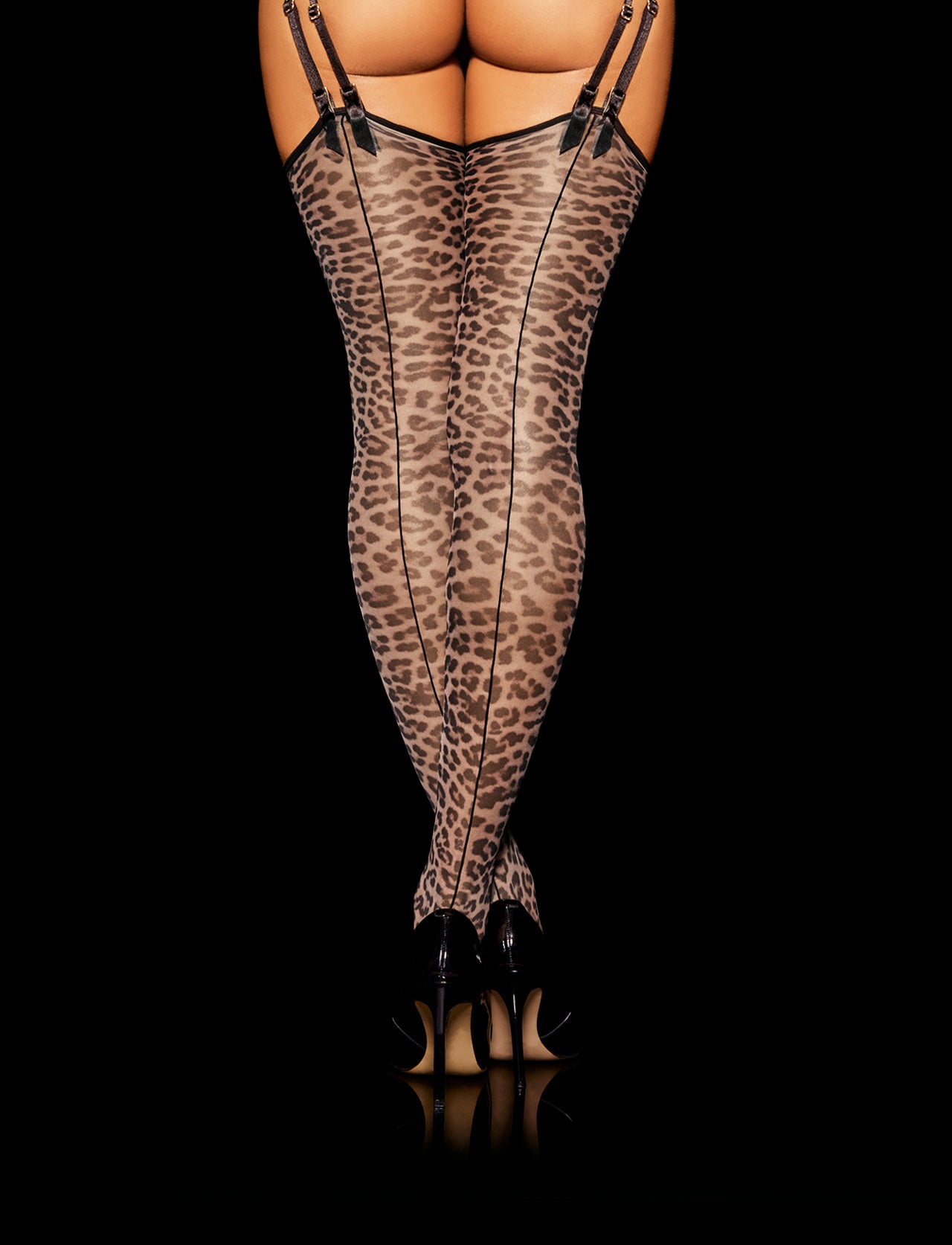 Leopard Print Suspender Stockings