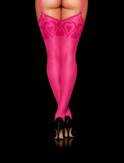 Passion Pink Heart Suspender Stockings